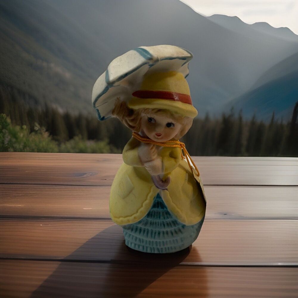 Adorabelles 1979 Jasco Bisque Porcelain Bell Umbrella Girl Taiwan